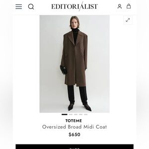 ISO Toteme broad midi coat in small or large in this brown colour